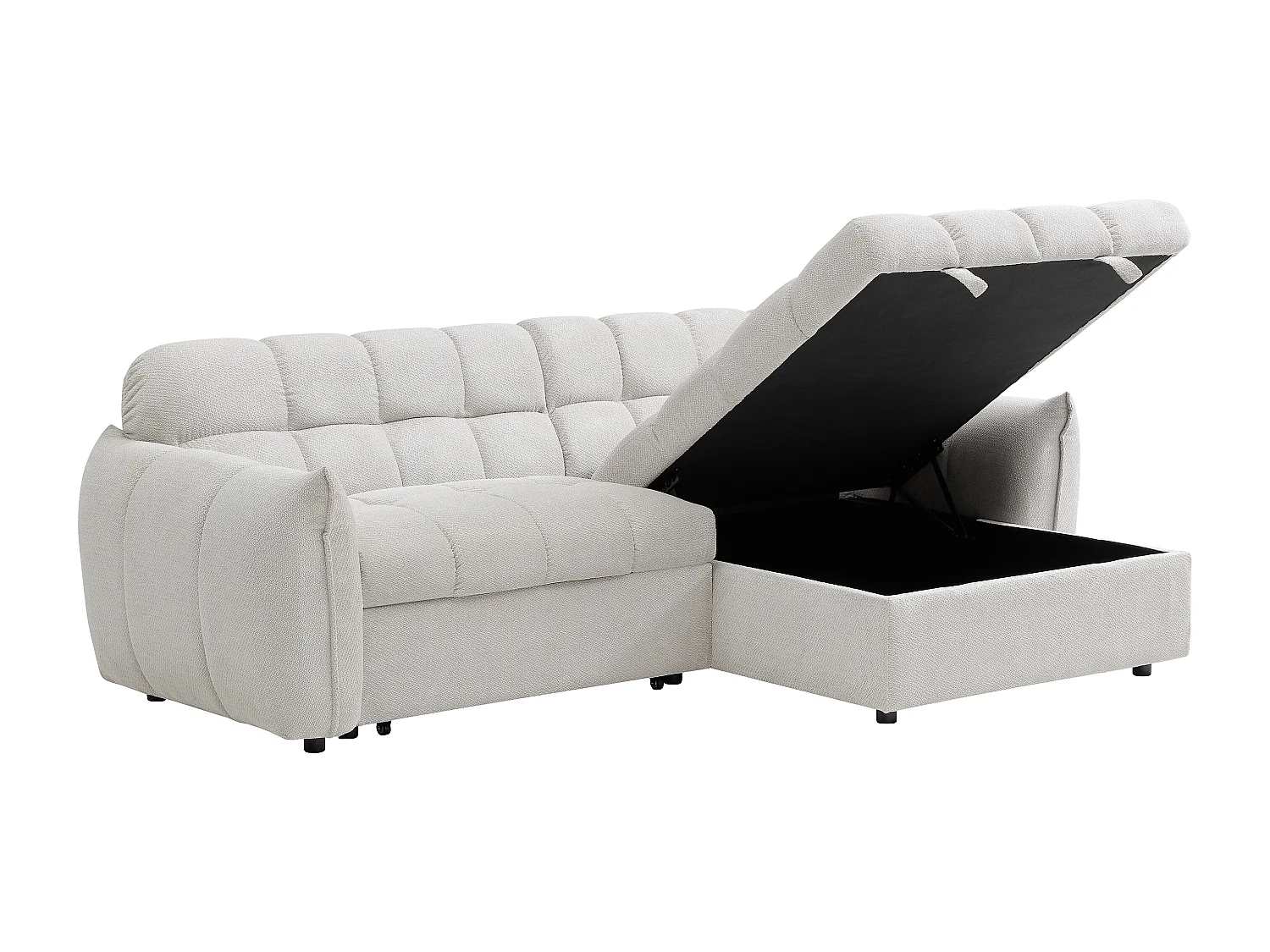 Canapé d'angle réversible convertible en tissu texturé crème LIROBI