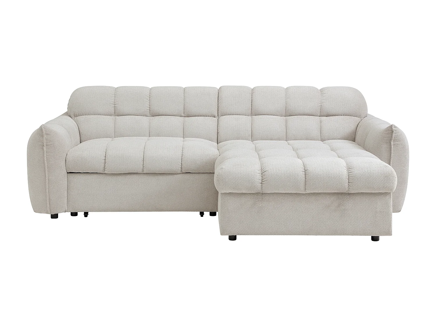 Canapé d'angle réversible convertible en tissu texturé crème LIROBI