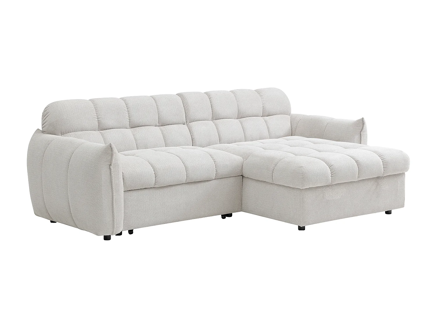 Canapé d'angle réversible convertible en tissu texturé crème LIROBI