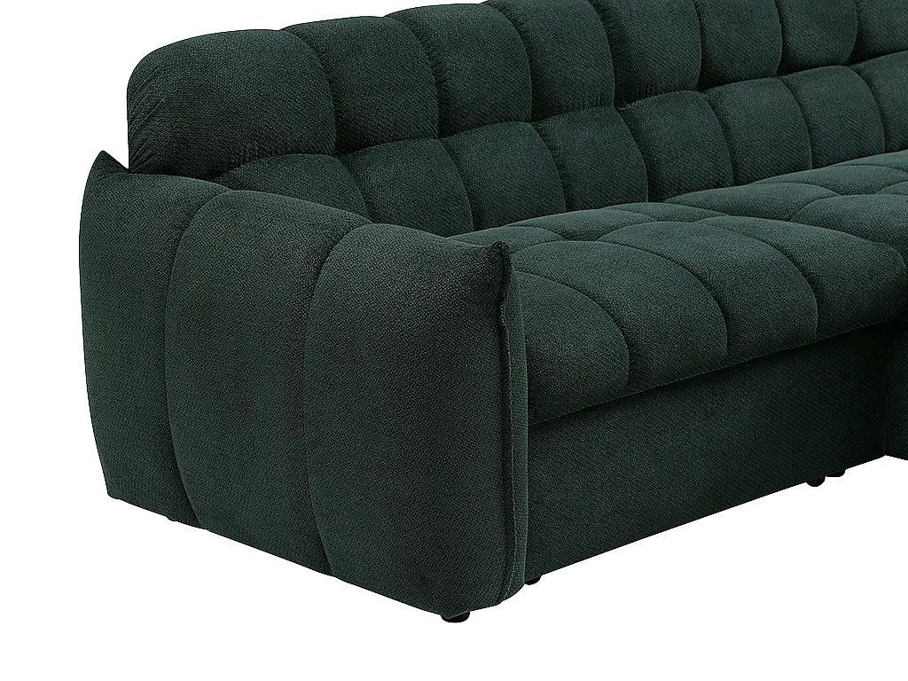 Canapé d'angle réversible convertible en tissu texturé vert sapin LIROBI