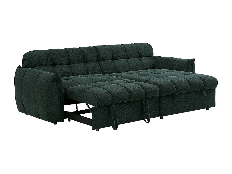 Canapé d'angle réversible convertible en tissu texturé vert sapin LIROBI