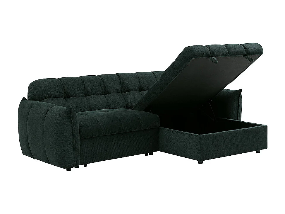 Canapé d'angle réversible convertible en tissu texturé vert sapin LIROBI