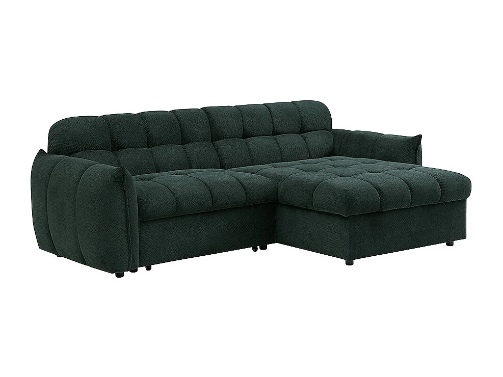 Canapé d'angle réversible convertible en tissu texturé vert sapin LIROBI