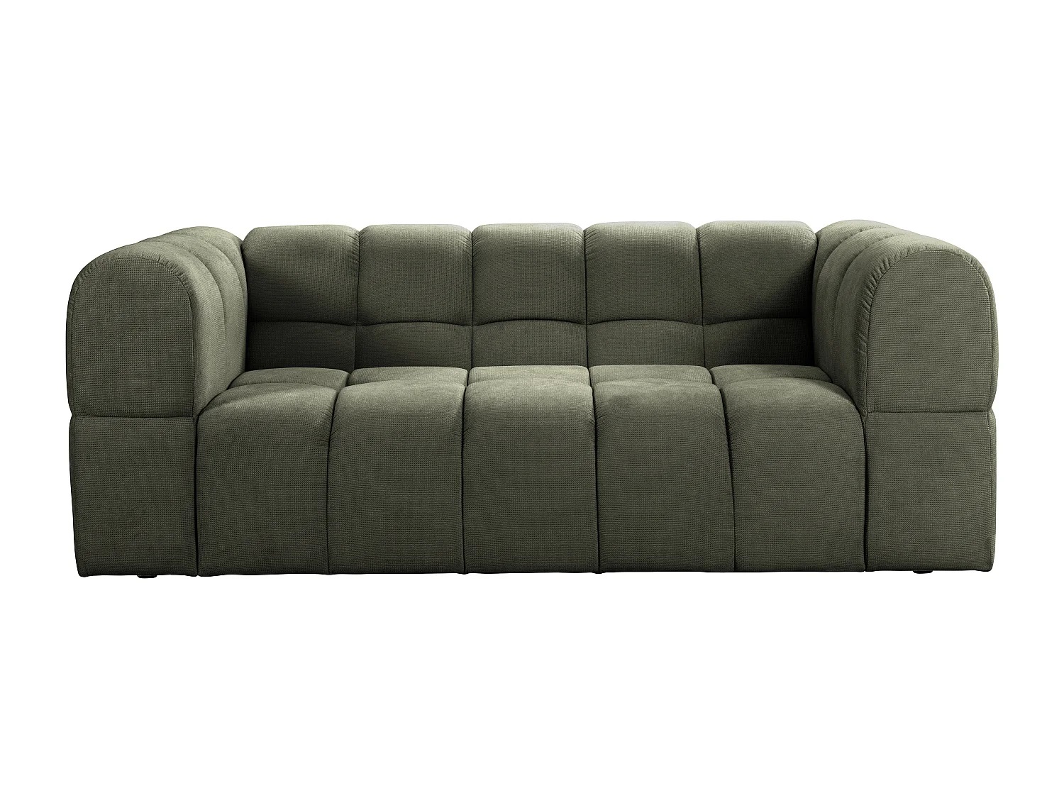 Canapé 2 places en tissu texturé vert kaki RIMALO