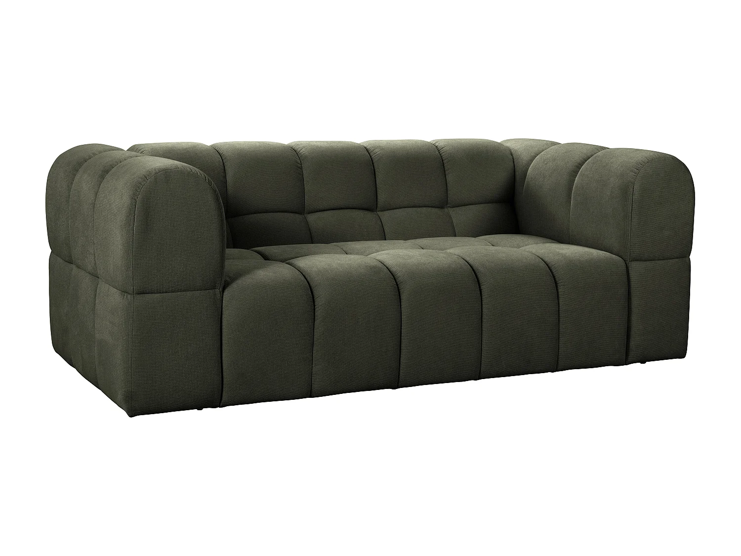 Canapé 2 places en tissu texturé vert kaki RIMALO