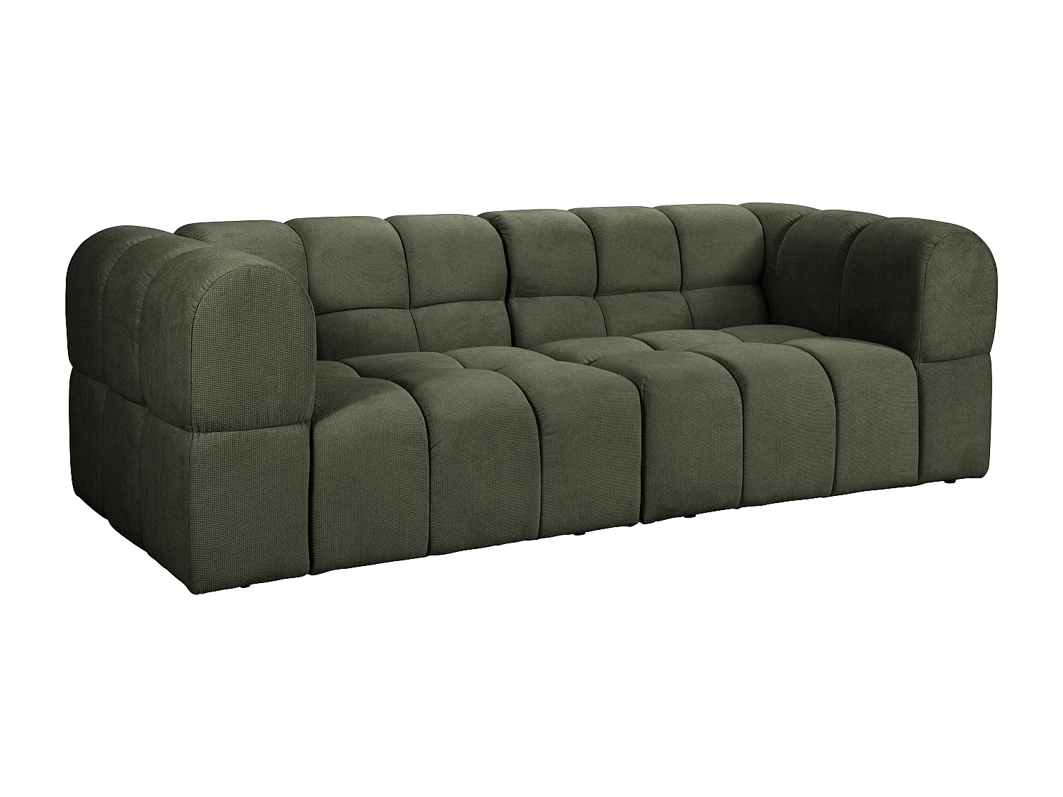 Canapé 3 places en tissu texturé vert kaki RIMALO