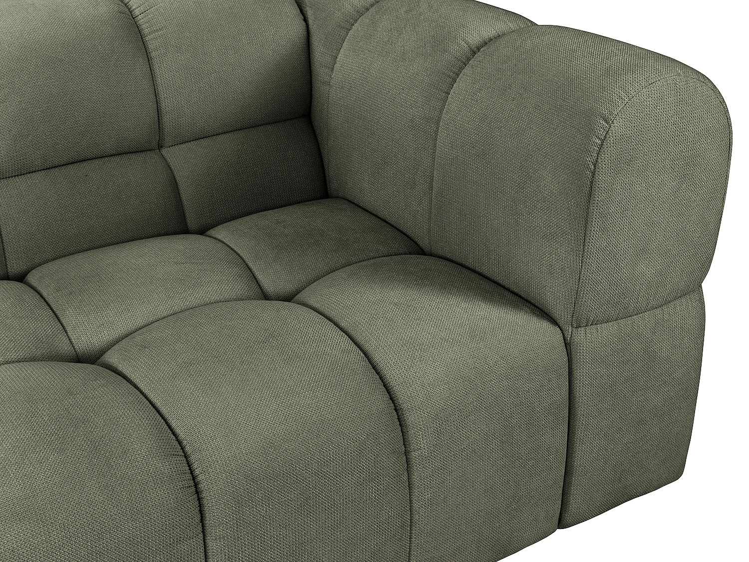 Canapé 3 places en tissu texturé vert kaki RIMALO