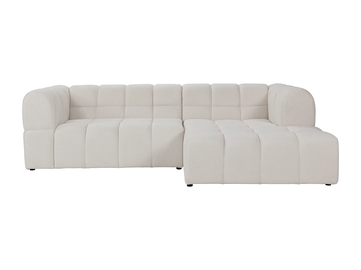 Canapé d'angle droit en tissu texturé beige RIMALO