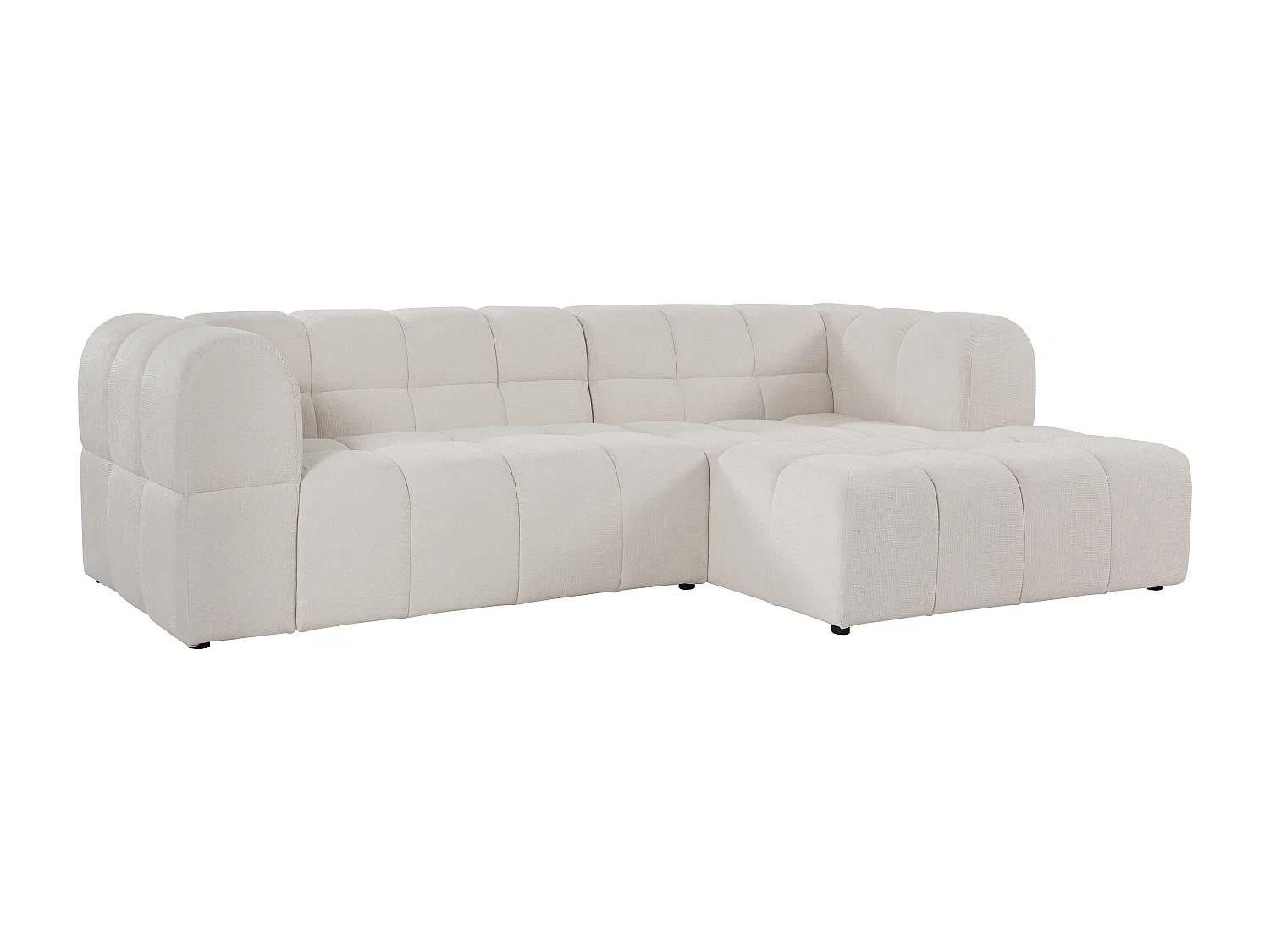 Canapé d'angle droit en tissu texturé beige RIMALO