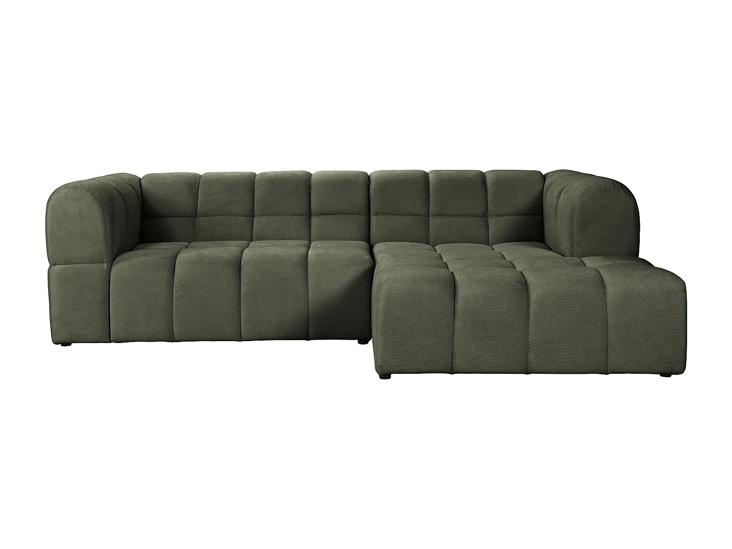 Canapé d'angle droit en tissu texturé vert kaki RIMALO