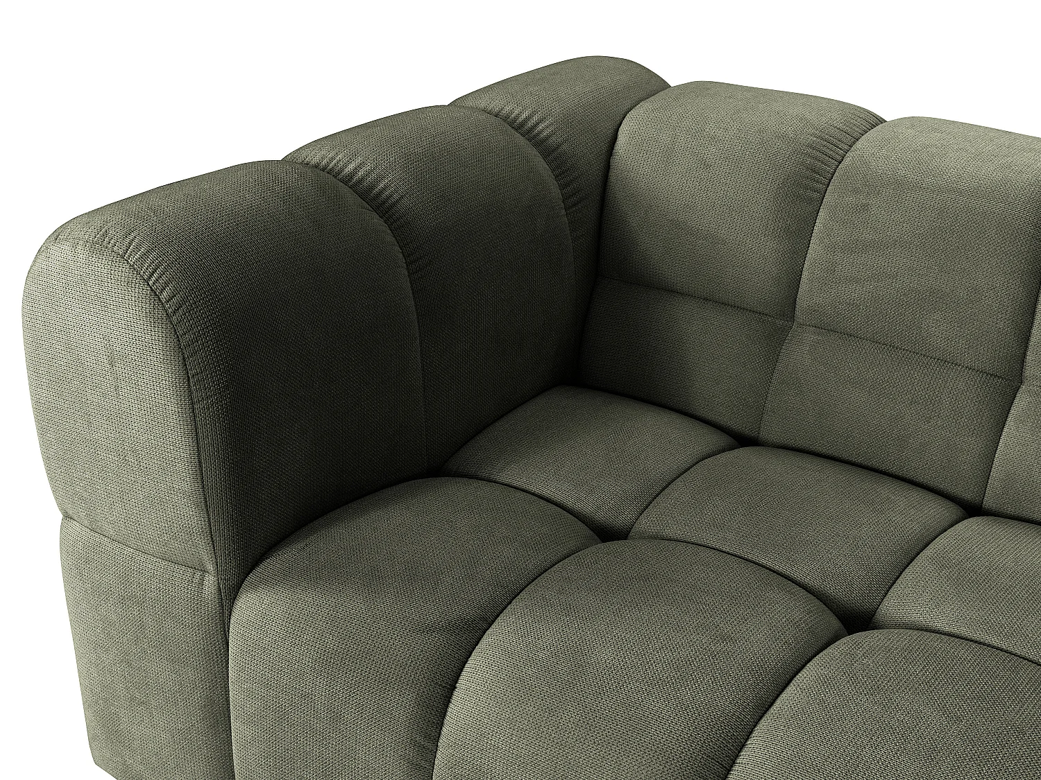 Canapé d'angle droit en tissu texturé vert kaki RIMALO