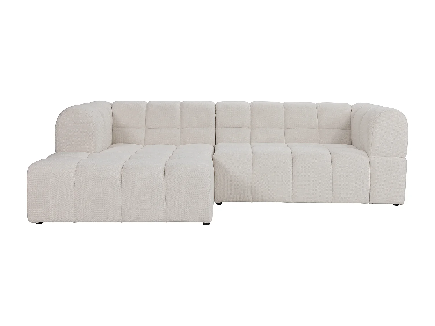 Canapé d'angle gauche en tissu texturé beige RIMALO