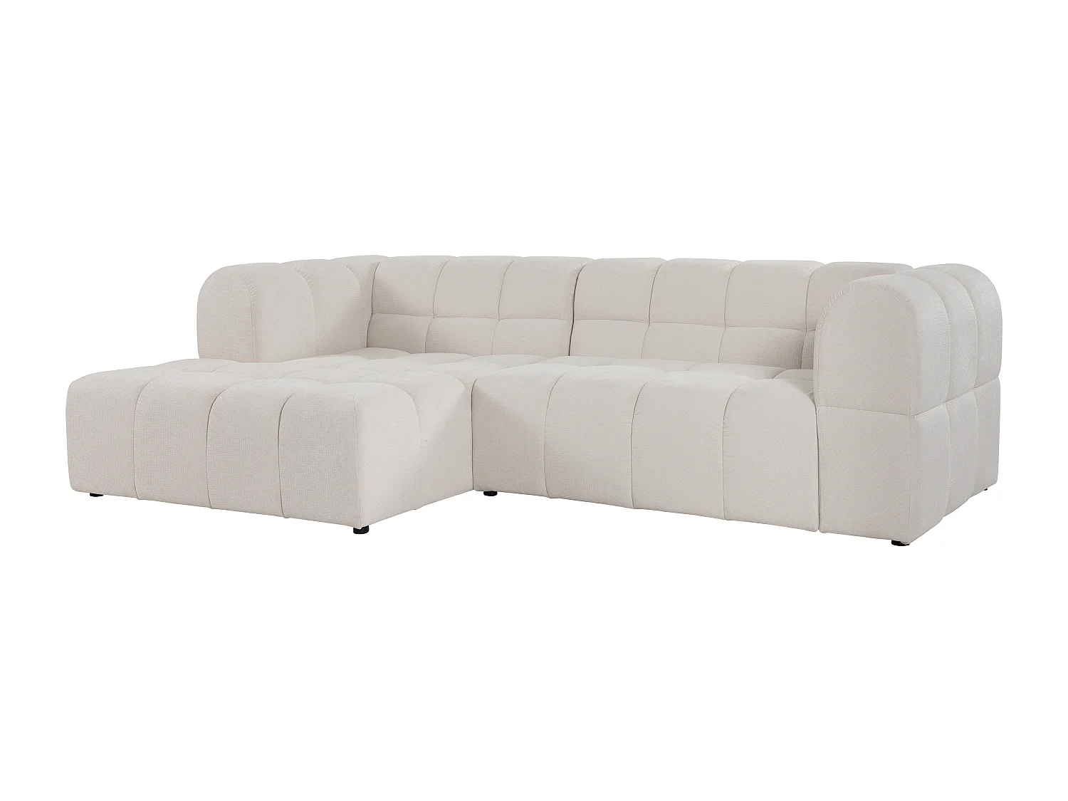 Canapé d'angle gauche en tissu texturé beige RIMALO