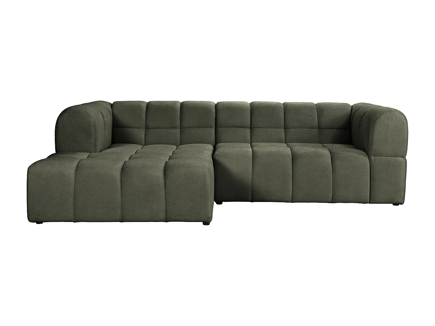 Canapé d'angle gauche en tissu texturé vert kaki RIMALO