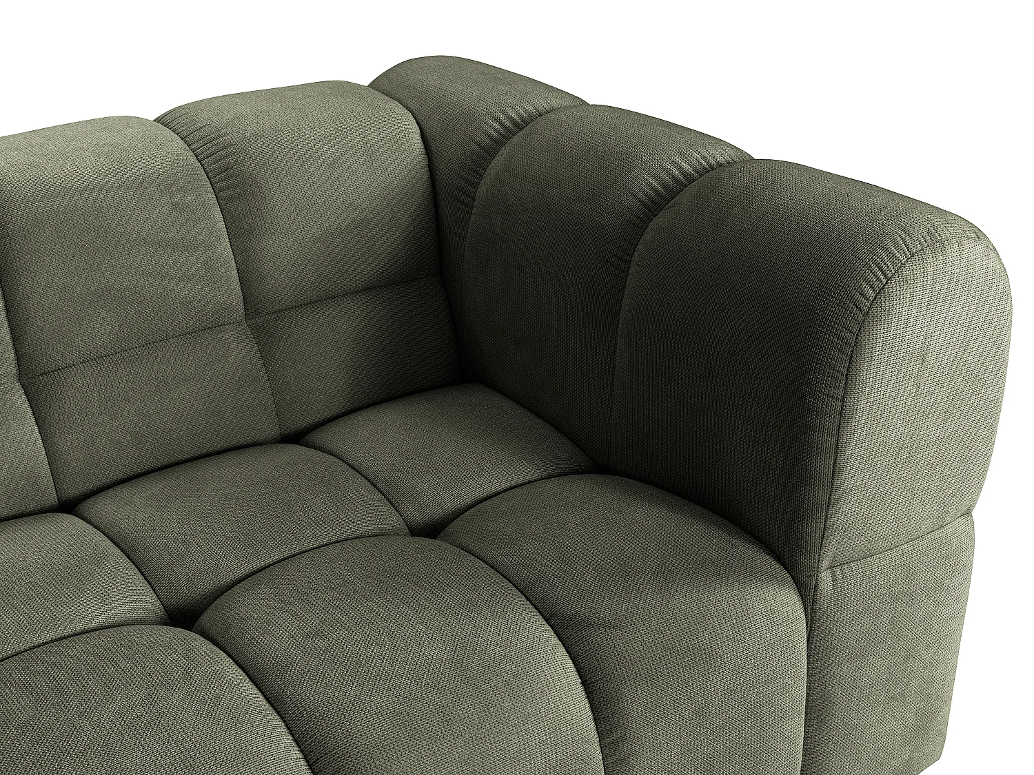 Canapé d'angle gauche en tissu texturé vert kaki RIMALO