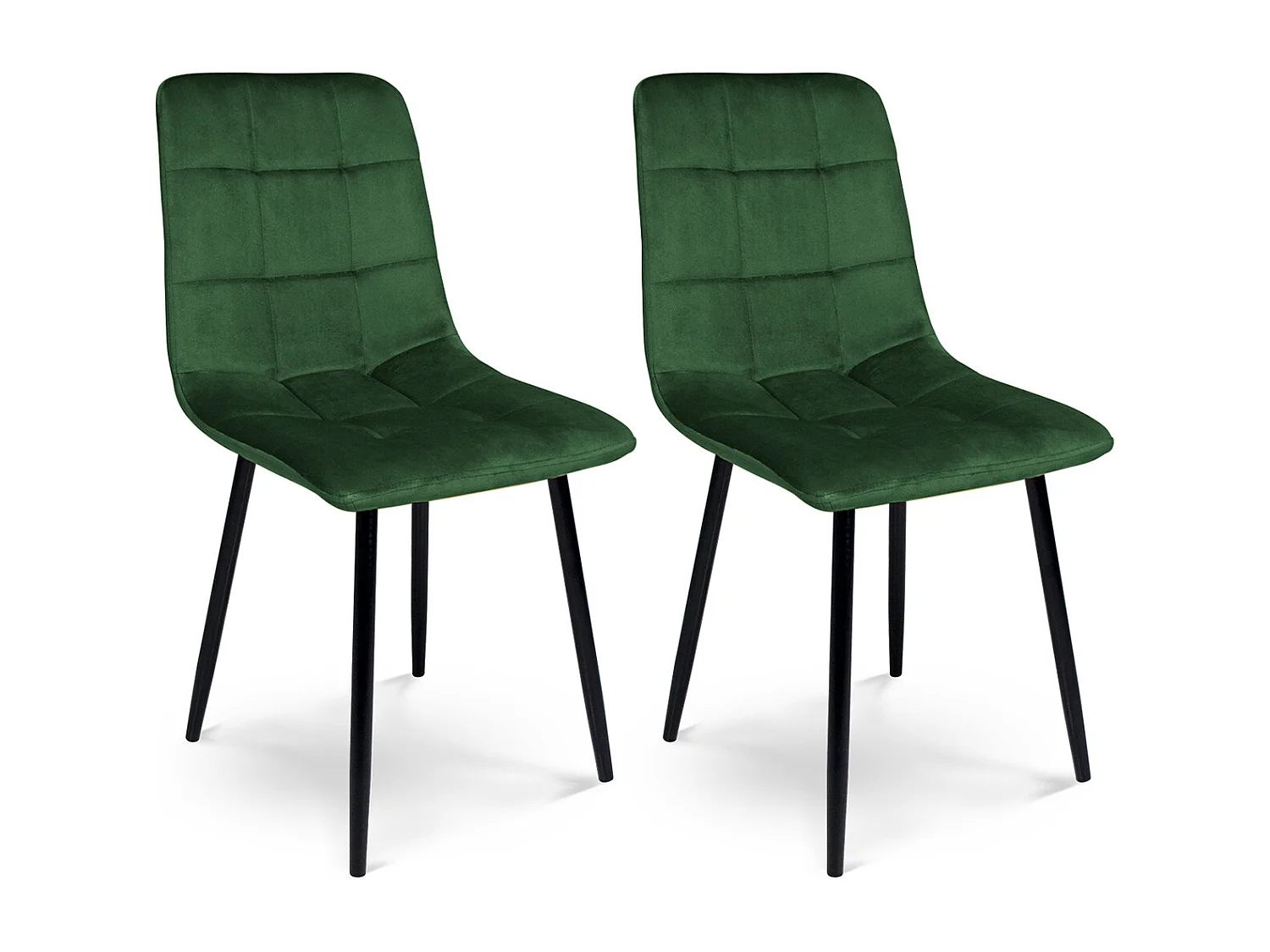 Sedia da pranzo imbottita in velluto verde scuro mod. Karima (2pz.)