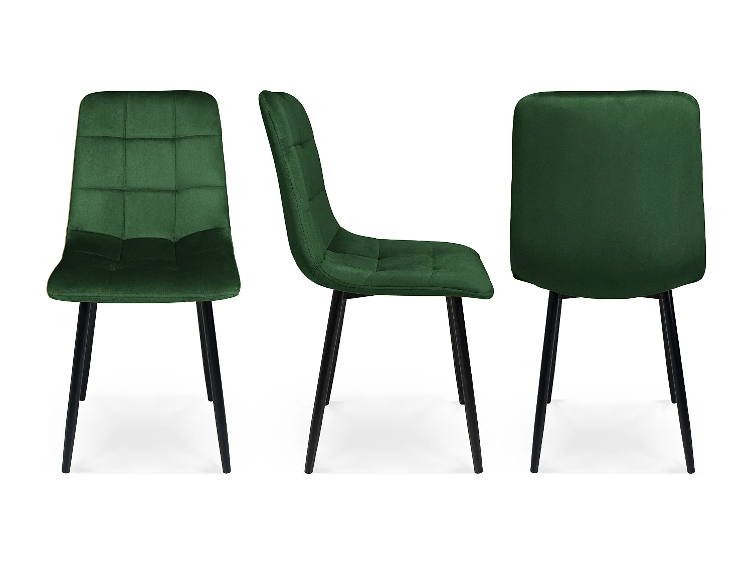 Sedia da pranzo imbottita in velluto verde scuro mod. Karima (2pz.)