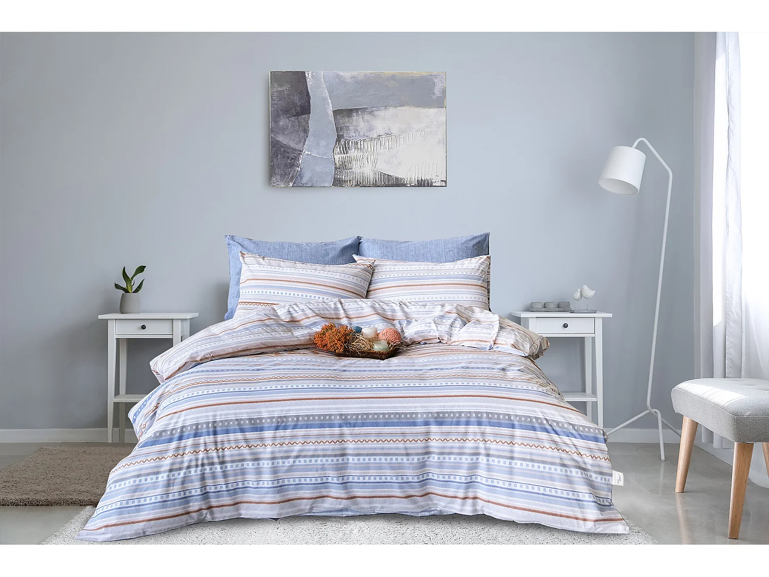 Set letto singolo 140x200 cm+ 1 federa 65x65 cm  100% cotone