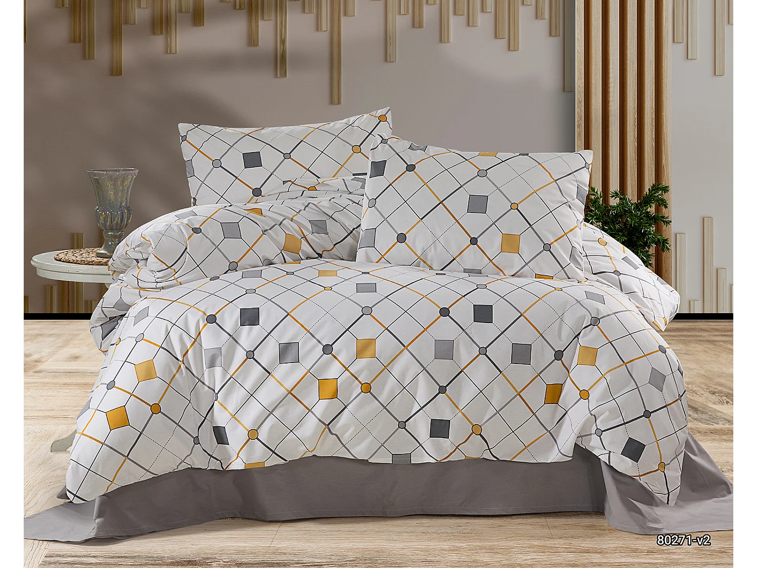 1 persoons beddengoed 140x200 cm+1 kussensloop 65x65 cm in katoen