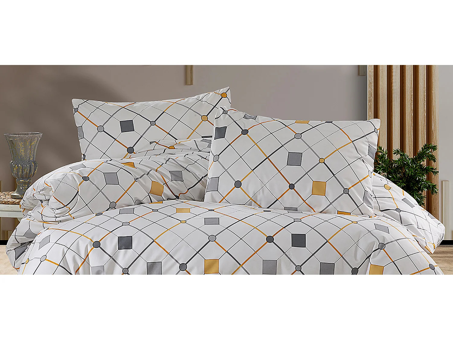 1 persoons beddengoed 140x200 cm+1 kussensloop 65x65 cm in katoen