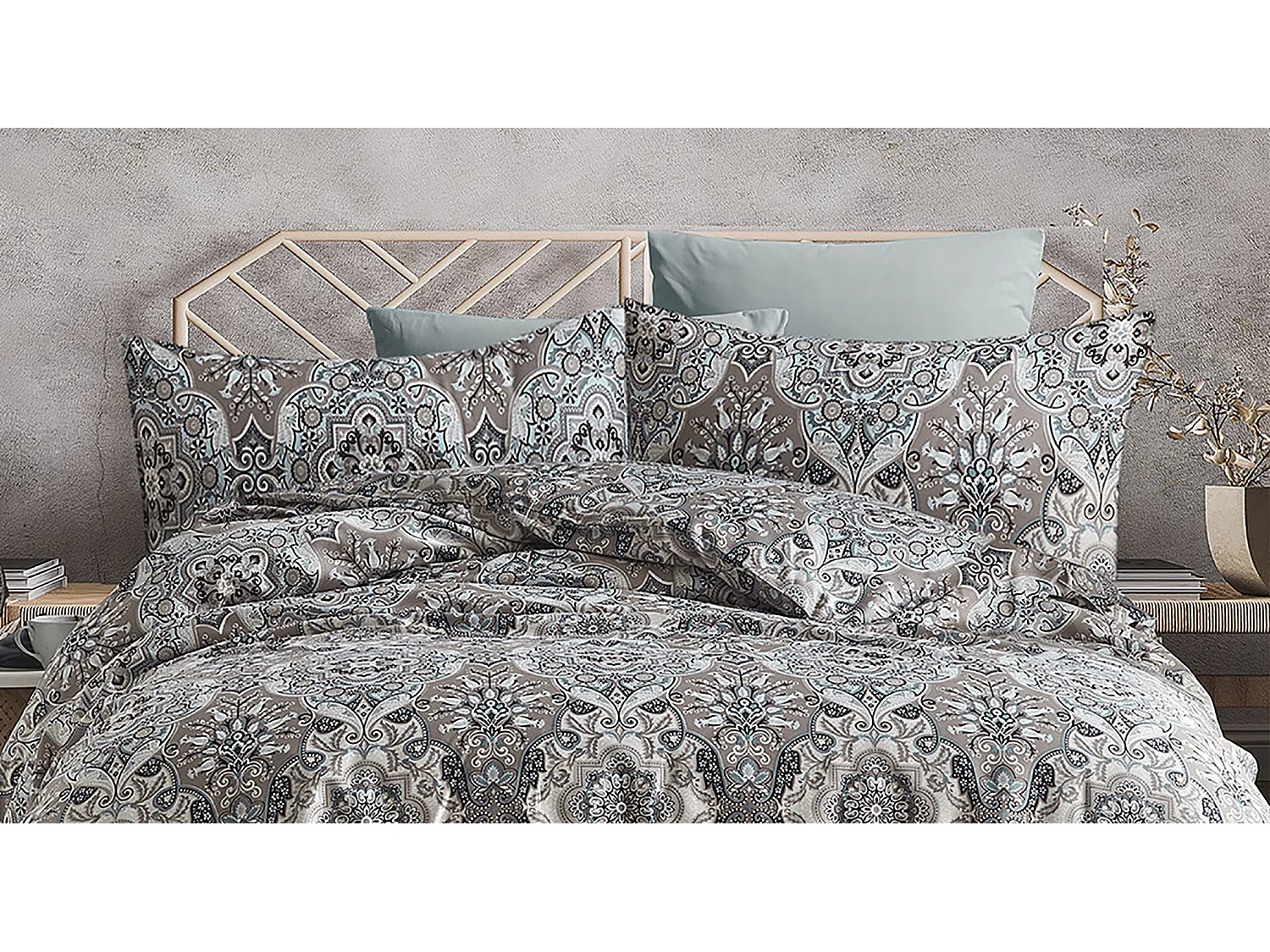 Parure de lit  2 personnes  240x220 cm satin de coton imprimé