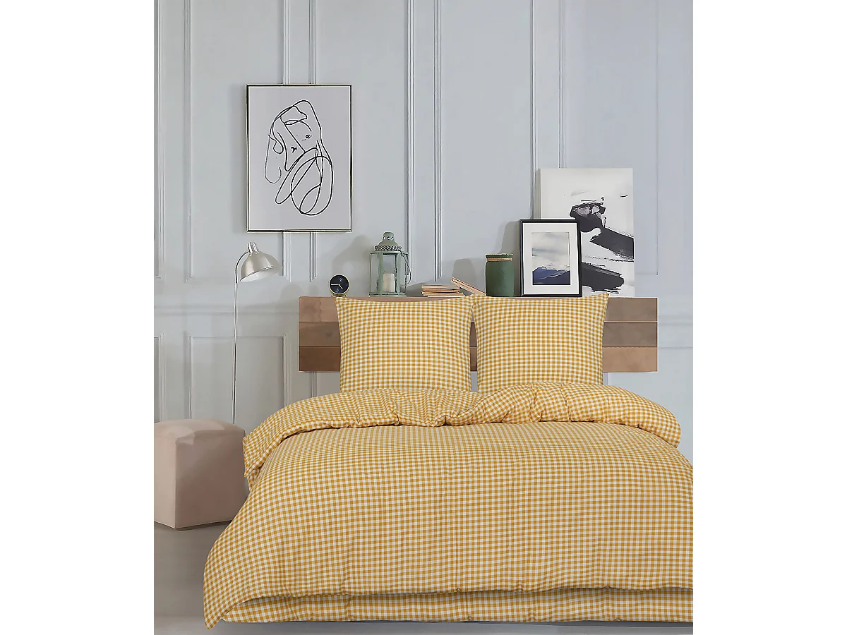 1 persoons beddengoed 140x200 cm+1 kussensloop 65x65 cm in katoen