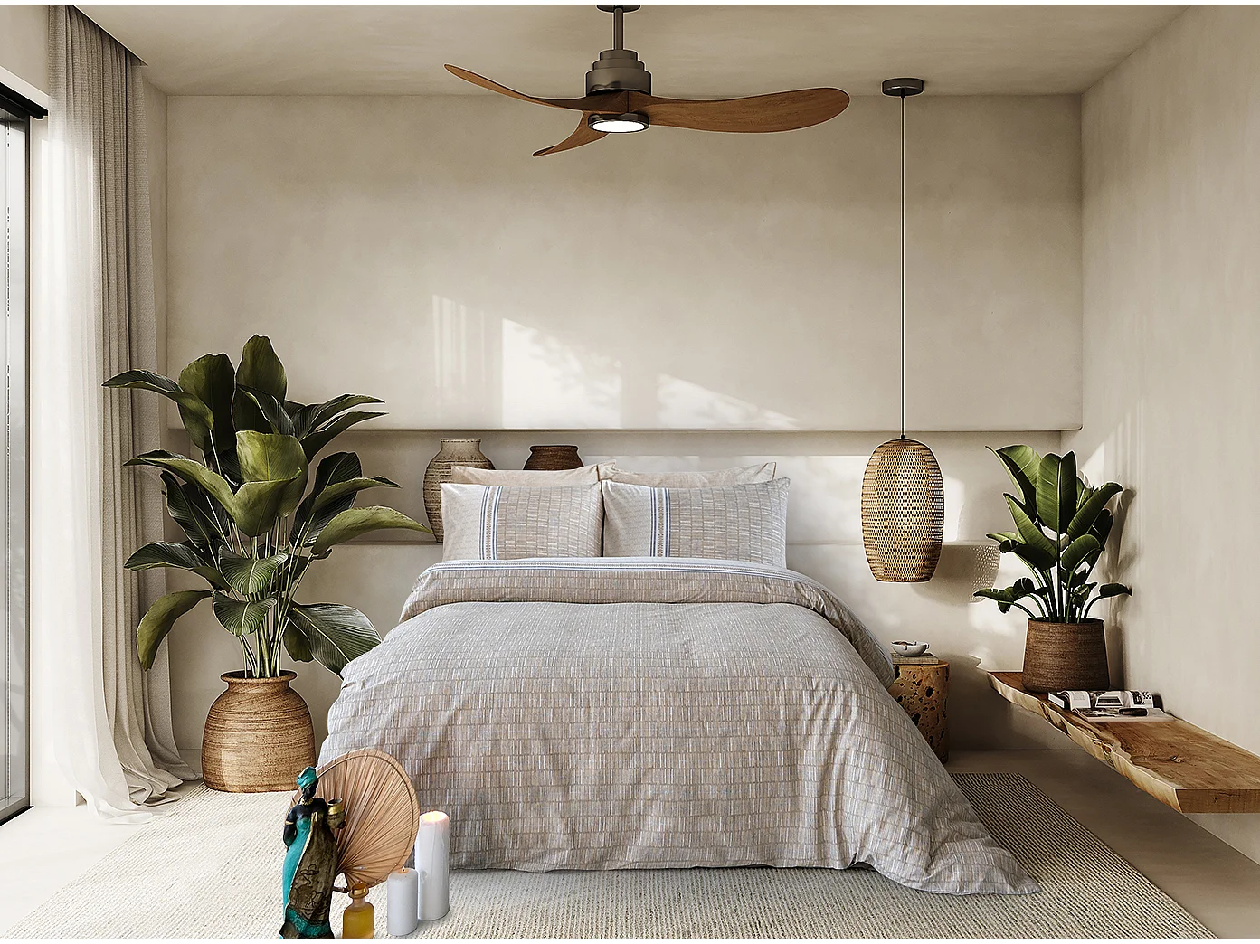 1 persoons beddengoed 140x200 cm+1 kussensloop 65x65 cm in katoen