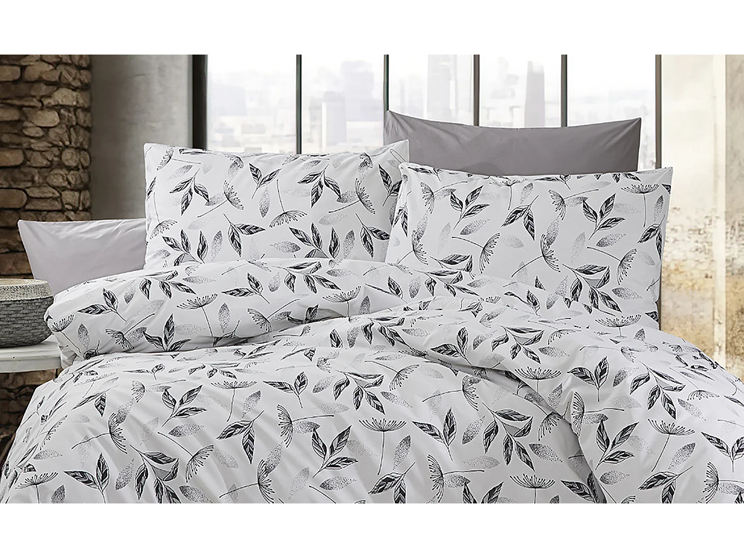 1 persoons beddengoed 140x200 cm+1 kussensloop 65x65 cm in katoen