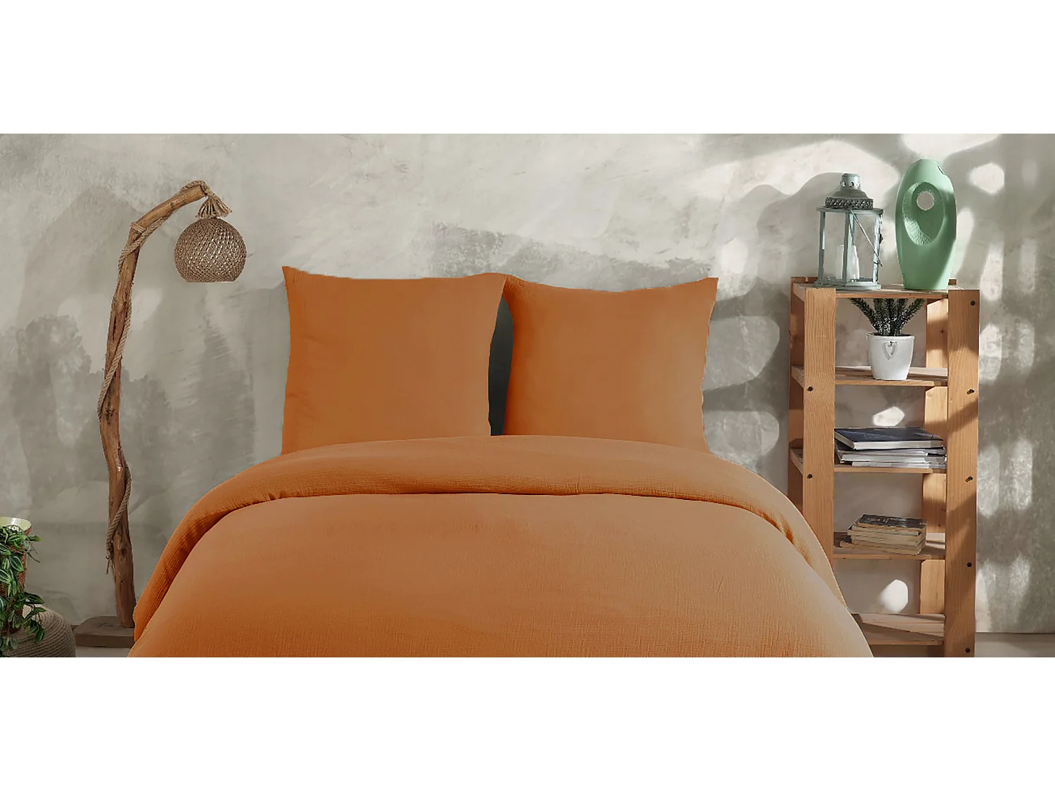 2 persoons beddengoed 200x200 cm+2 kussenslopen 65x65 cm in katoen gaas mousseline