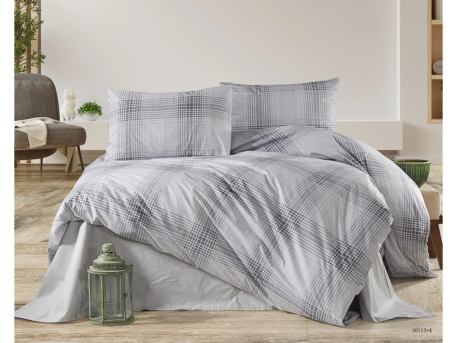 1 persoons beddengoed 140x200 cm+1 kussensloop 65x65 cm in katoen