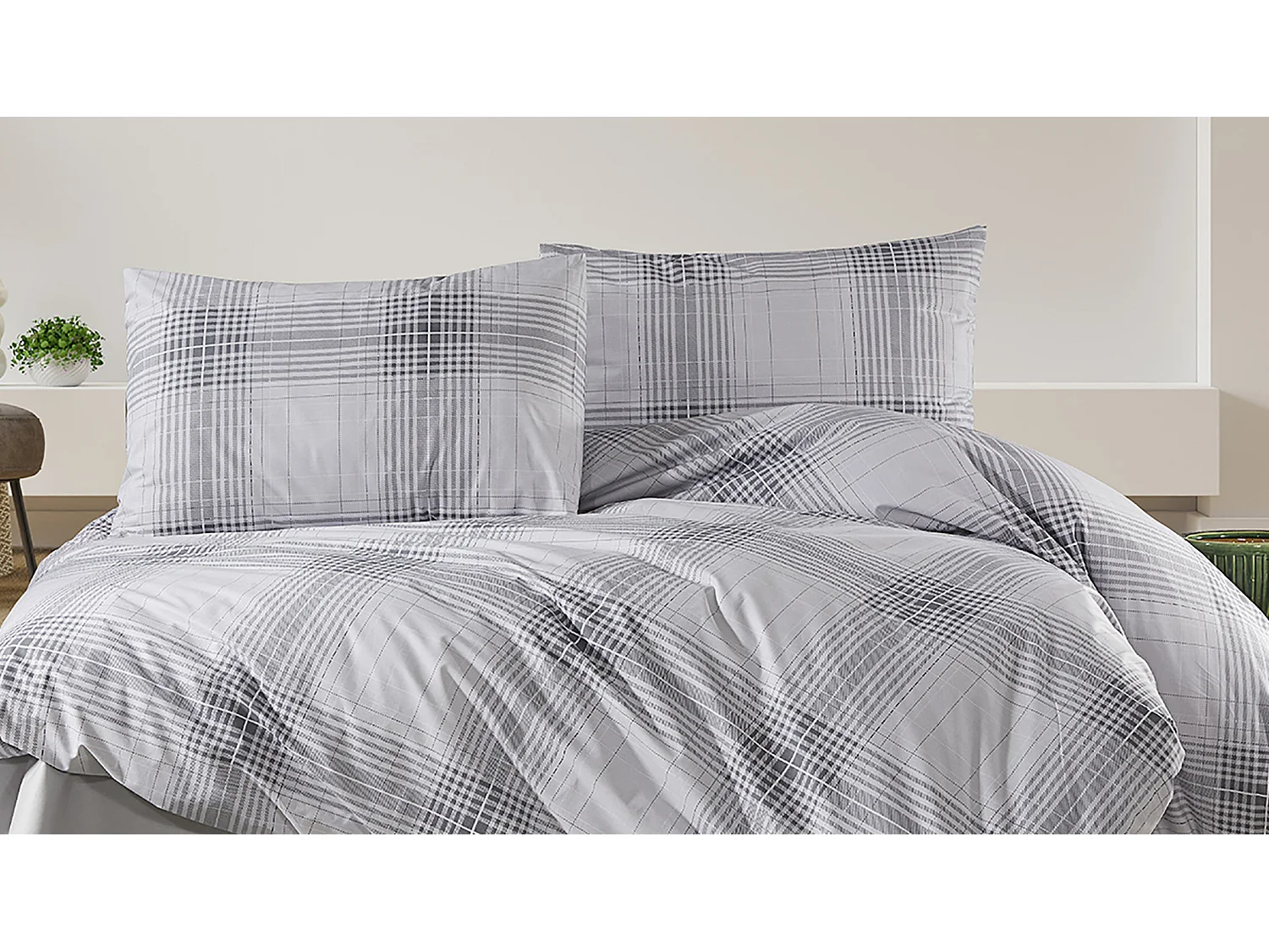 1 persoons beddengoed 140x200 cm+1 kussensloop 65x65 cm in katoen