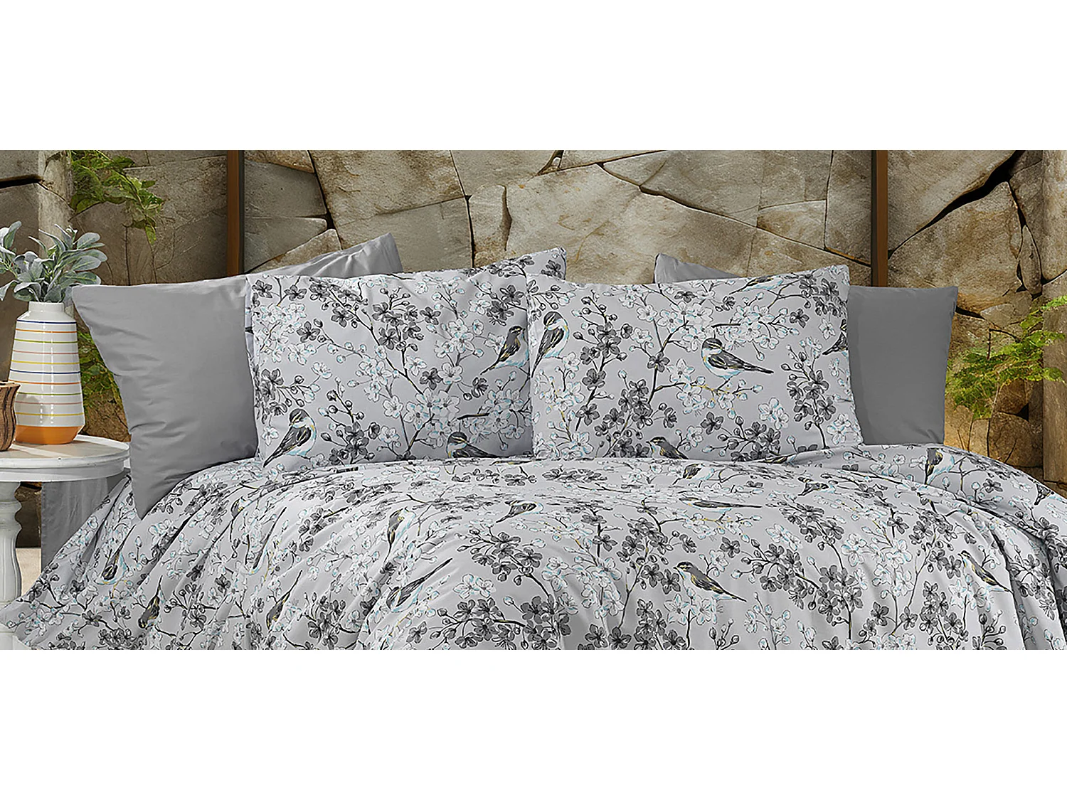 1 persoons beddengoed 140x200 cm+1 kussensloop 65x65 cm in katoen