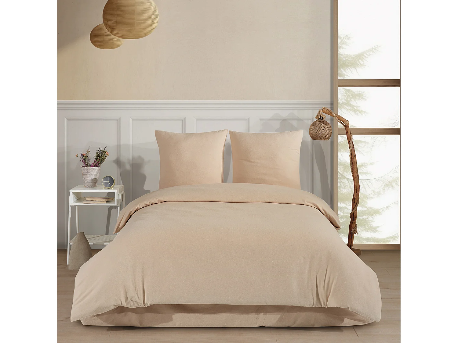 2 persoons beddengoed 260x240 cm+2 kussenslopen 65x65 cm in katoenen flanel