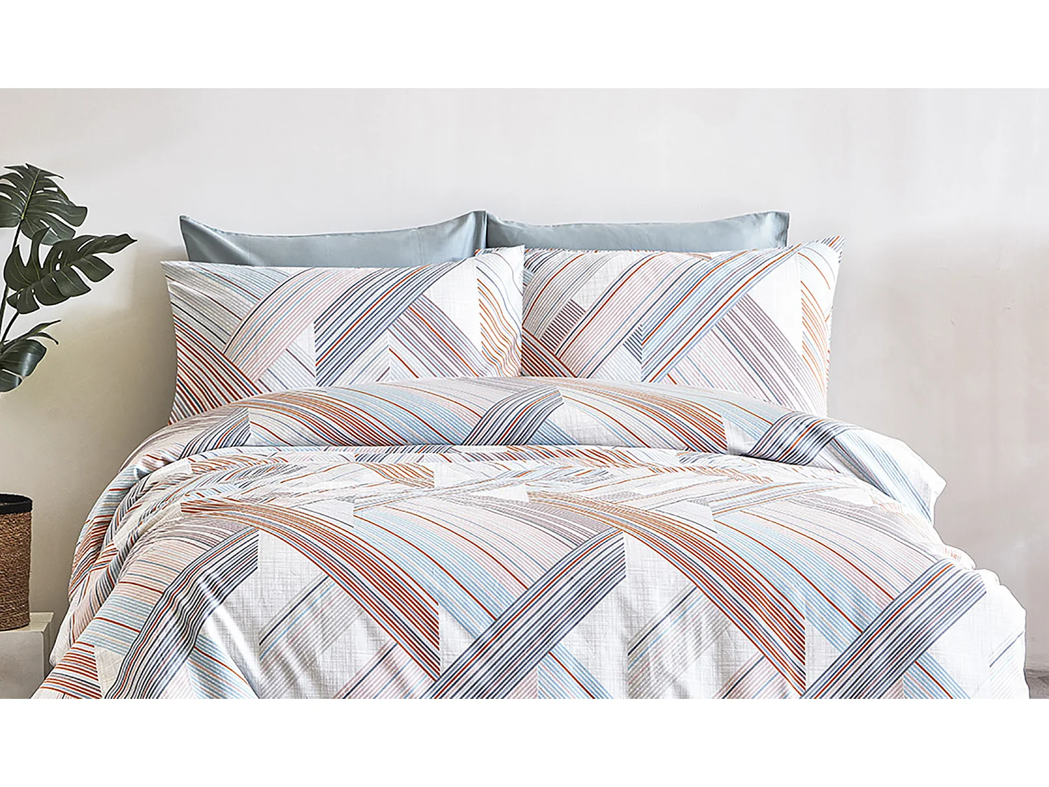 Bettwäschegarnitur 240x220 cm+2 Kopfkissenbez 65x65 cm-Baumwollsatin