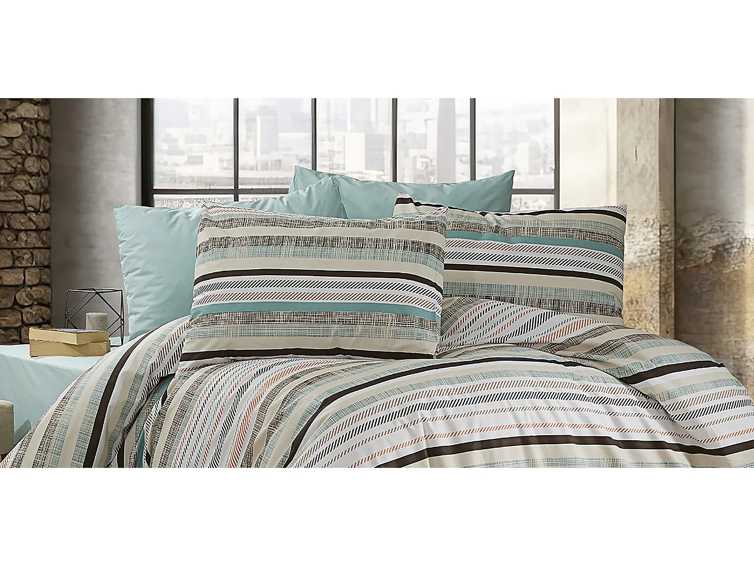 Bettwäschegarnitur 1 Bettbezug 240x220 cm+2 Kopfkissenbez 65x65 cm