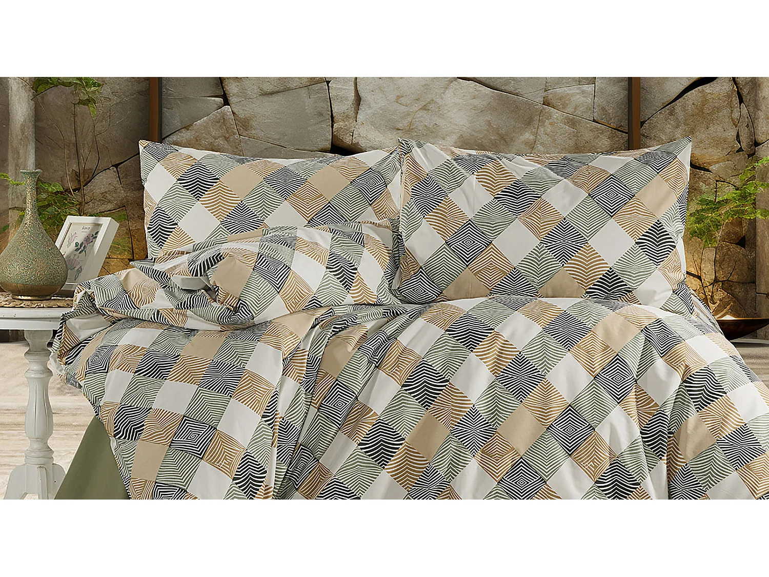 1 persoons beddengoed 140x200 cm+1 kussensloop 65x65 cm in katoen