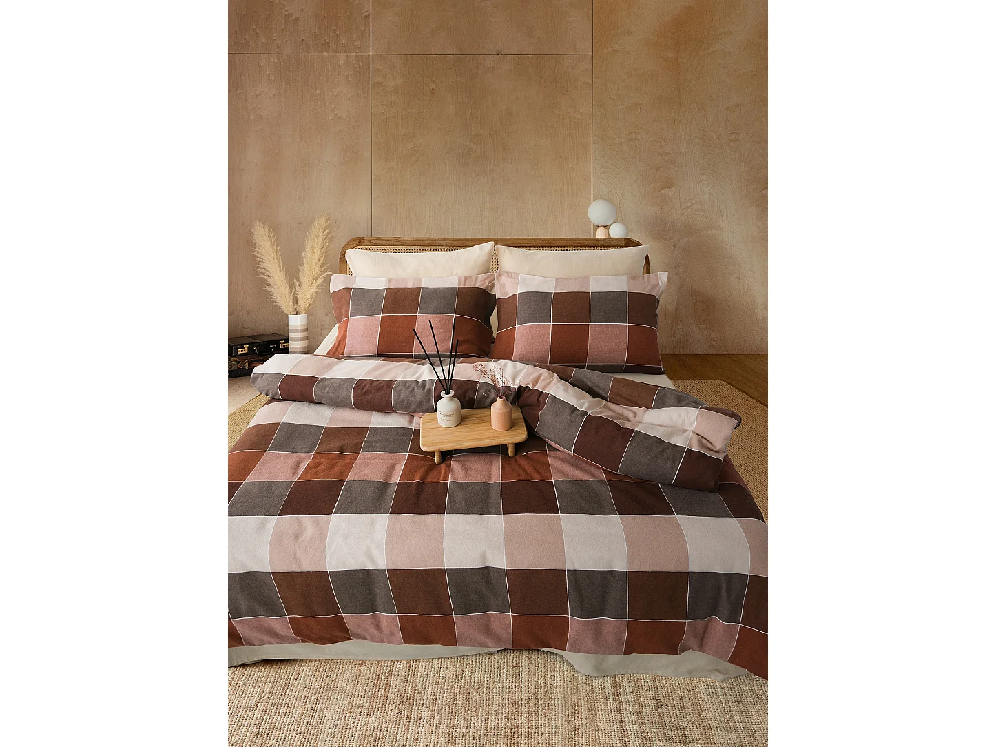 2 persoons beddengoed 200x200 cm+2 kussenslopen 65x65 cm in katoenen flanel