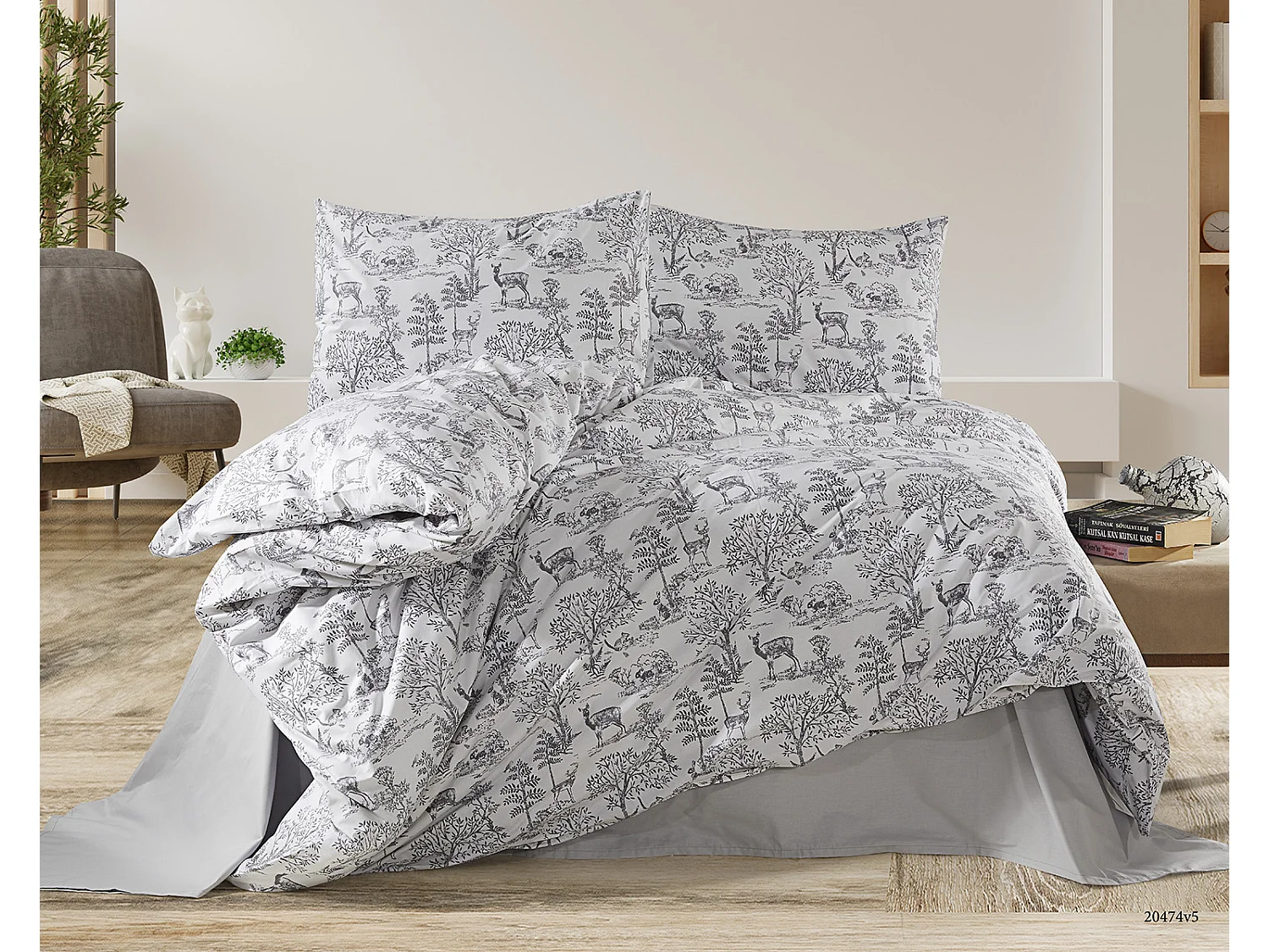 1 persoons beddengoed 140x200 cm+1 kussensloop 65x65 cm in katoen