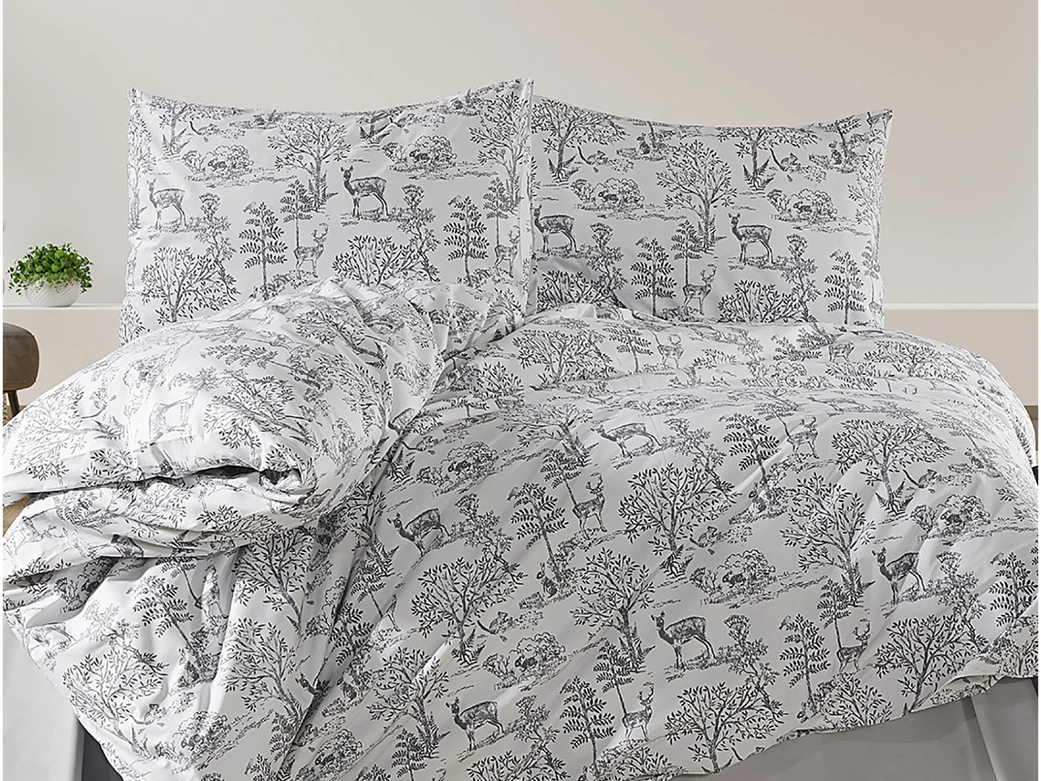 1 persoons beddengoed 140x200 cm+1 kussensloop 65x65 cm in katoen