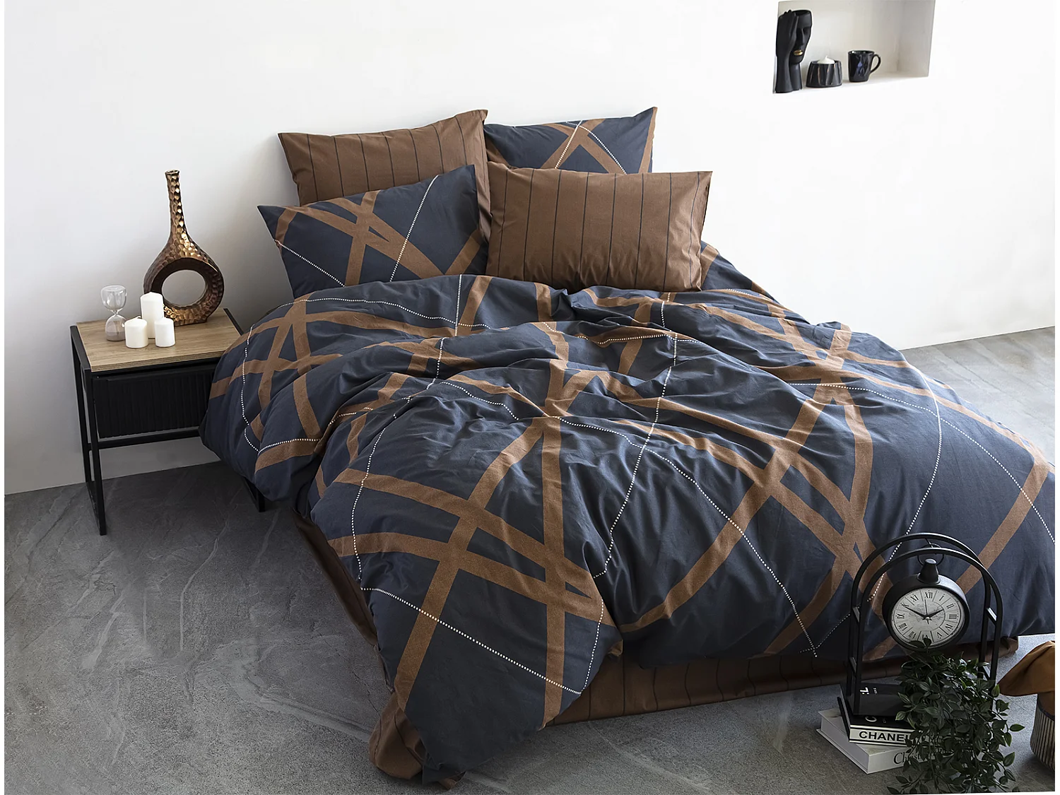 Set letto matrimoniale 200x200 cm+2 federe 65x65 cm 100% cotone