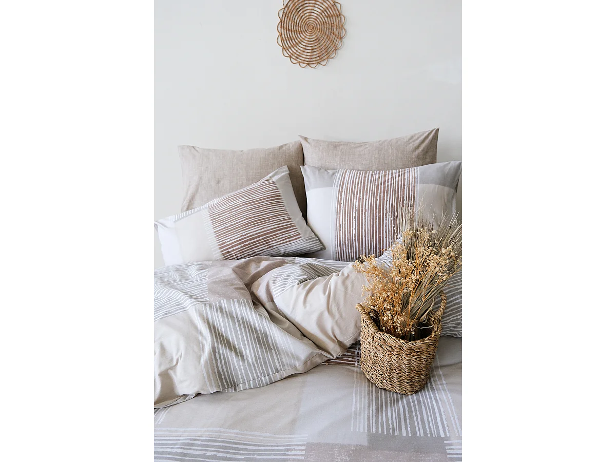 1 persoons beddengoed 140x200 cm+1 kussensloop 65x65 cm in katoen