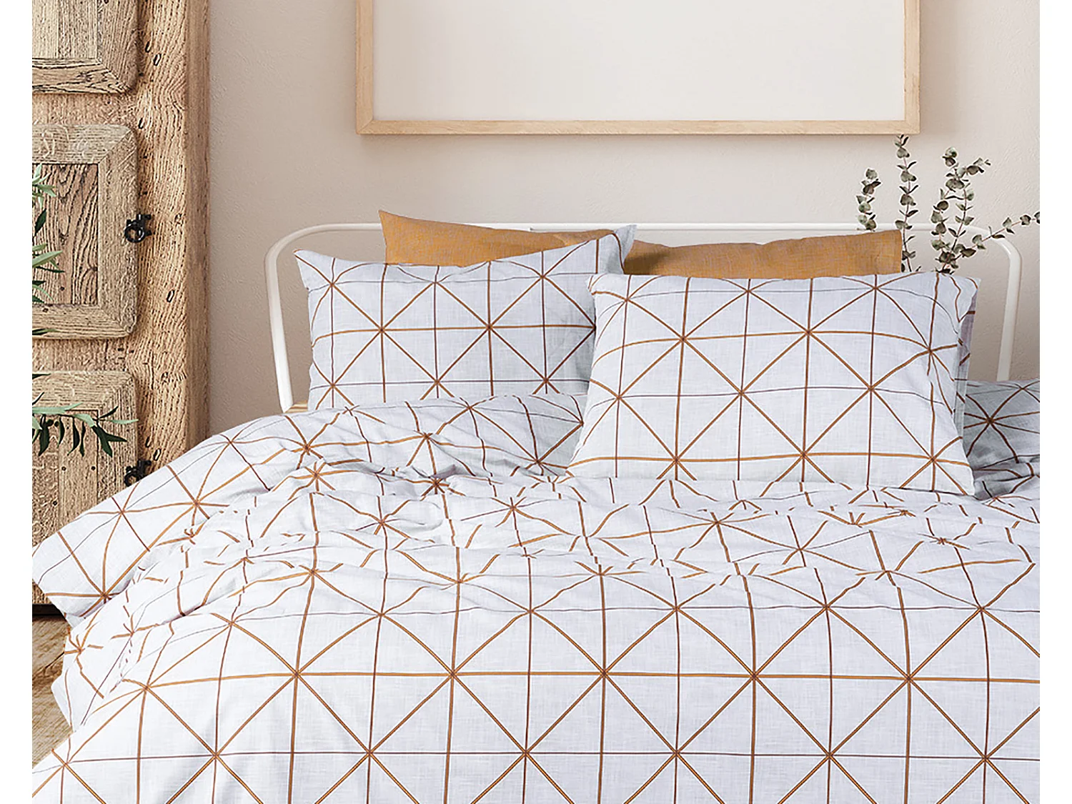 2 persoons beddengoed 200x200 cm+2 kussenslopen 65x65 cm in katoen