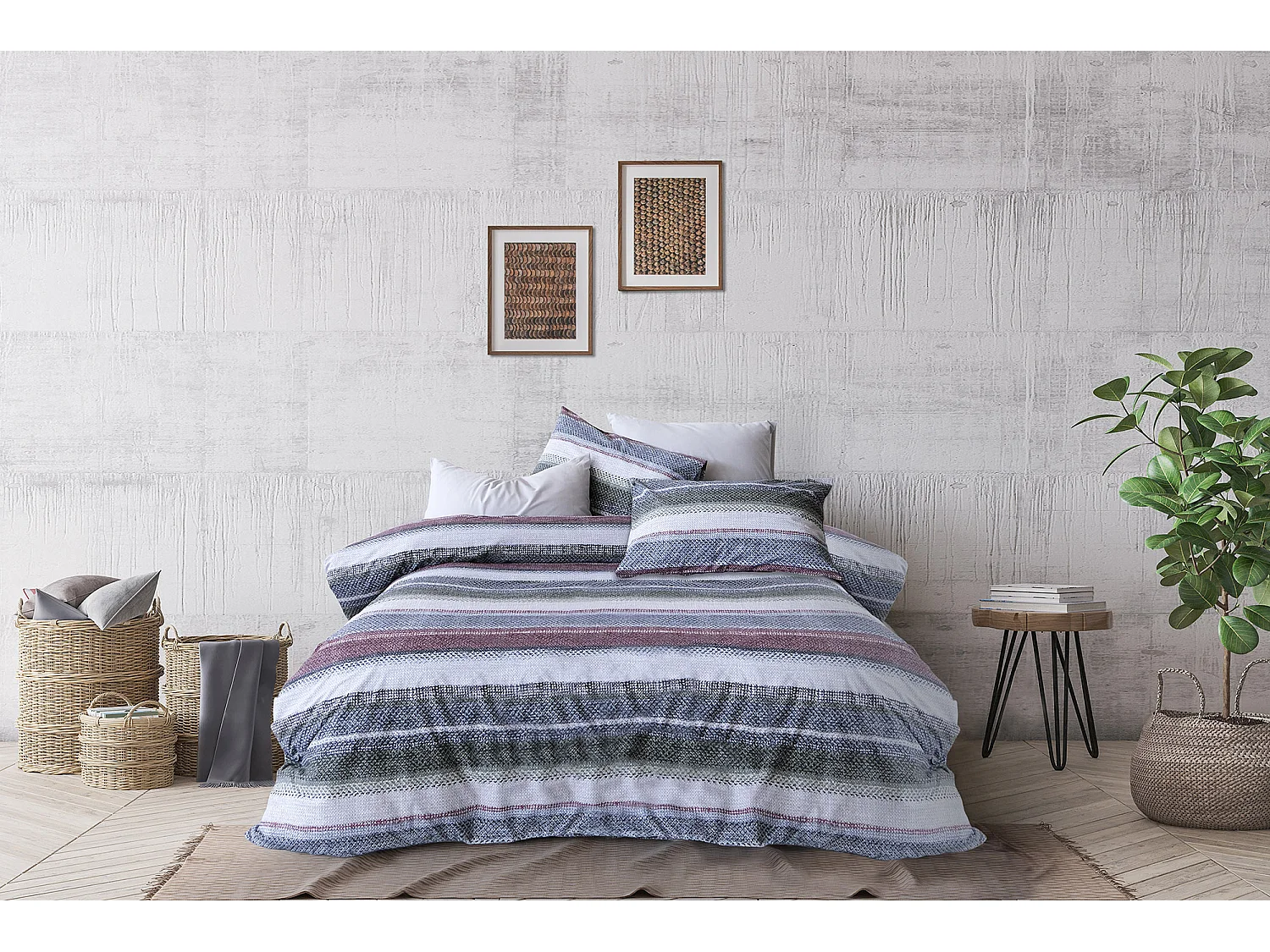 1 persoons beddengoed 140x200 cm+1 kussensloop 65x65 cm in katoen