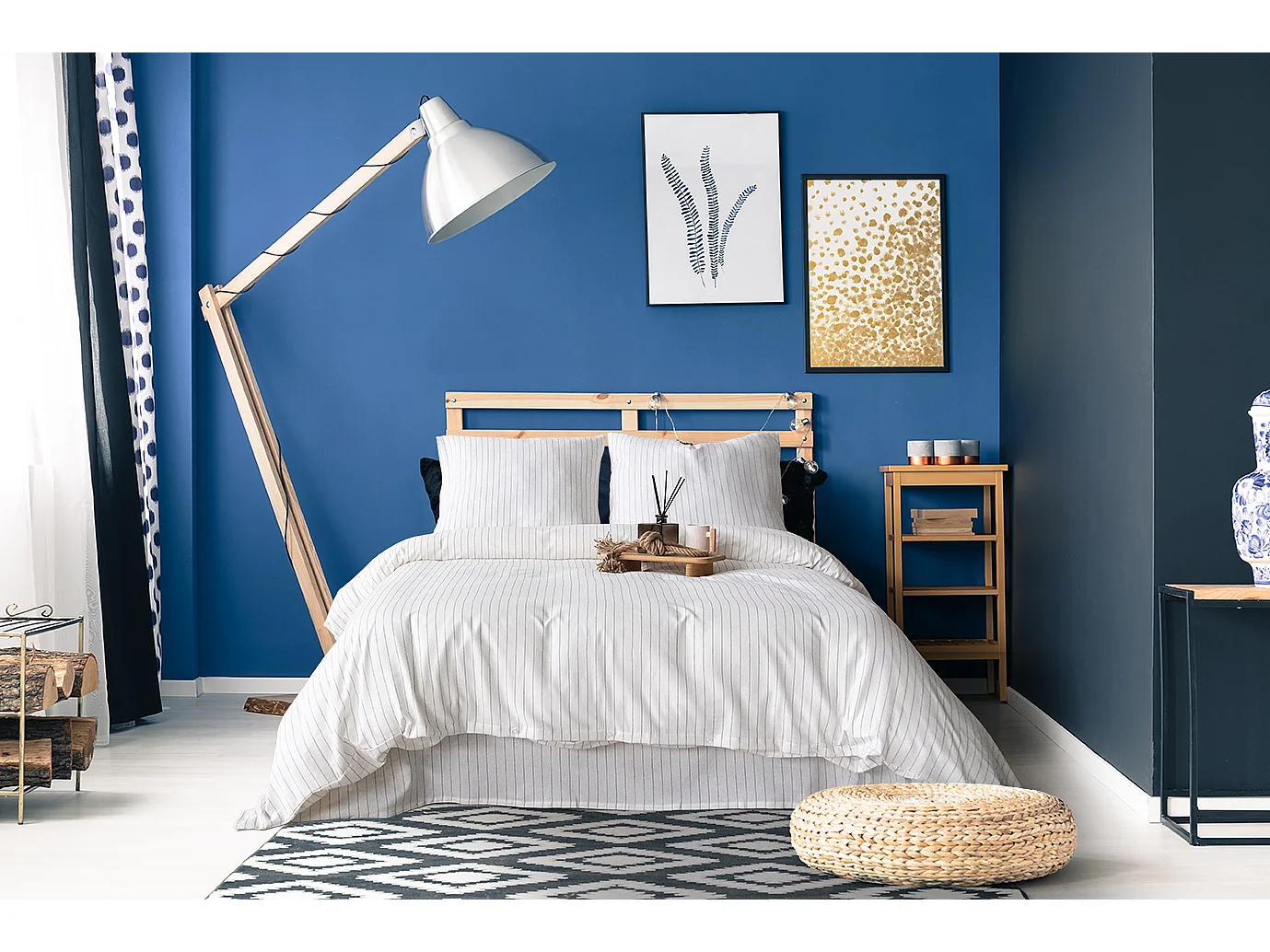 Parure de lit 2 personnes 200x200 cm coton tisse-teint