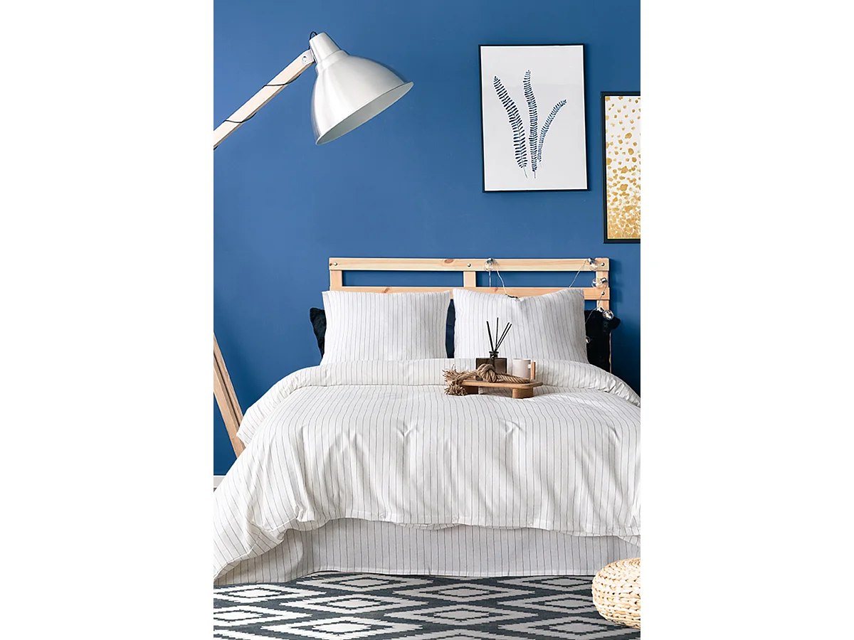 Parure de lit 2 personnes 200x200 cm coton tisse-teint