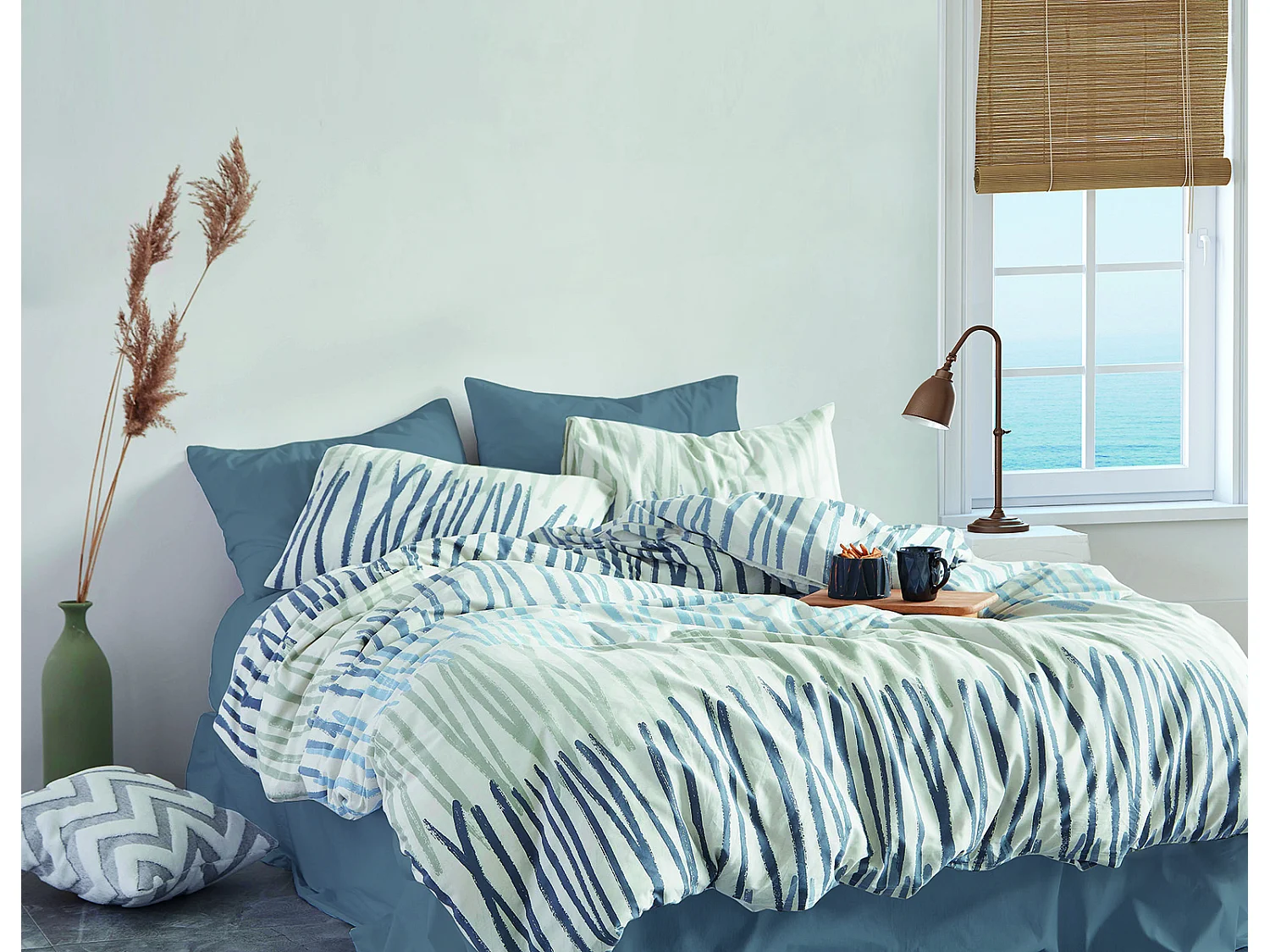 2 persoons beddengoed 200x200 cm+2 kussenslopen 65x65 cm in katoen