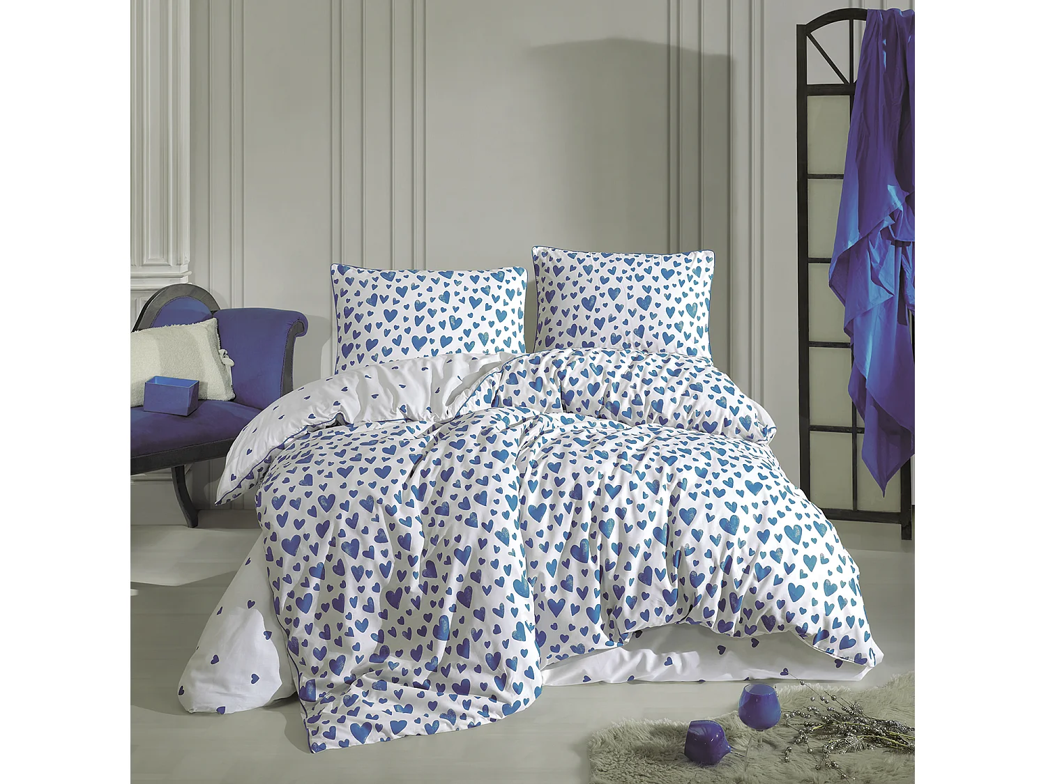 Set letto matrimoniale 200x200 cm+2 federe 65x65 cm 100% cotone