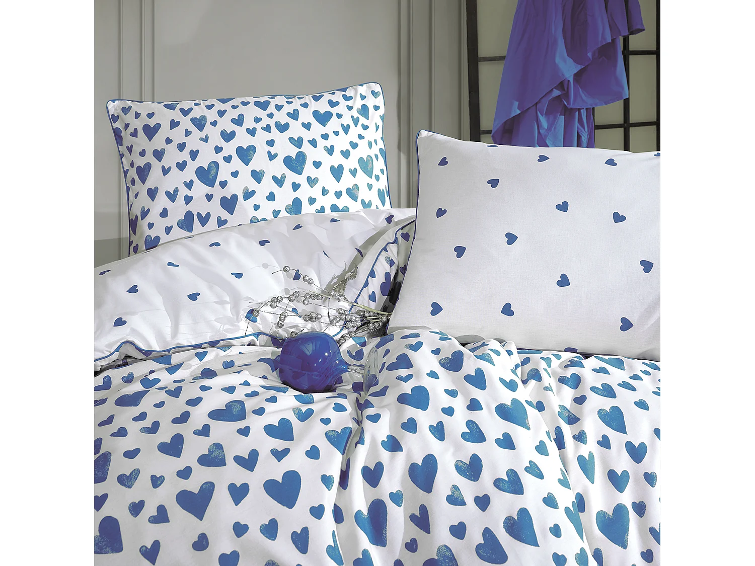 Set letto matrimoniale 200x200 cm+2 federe 65x65 cm 100% cotone