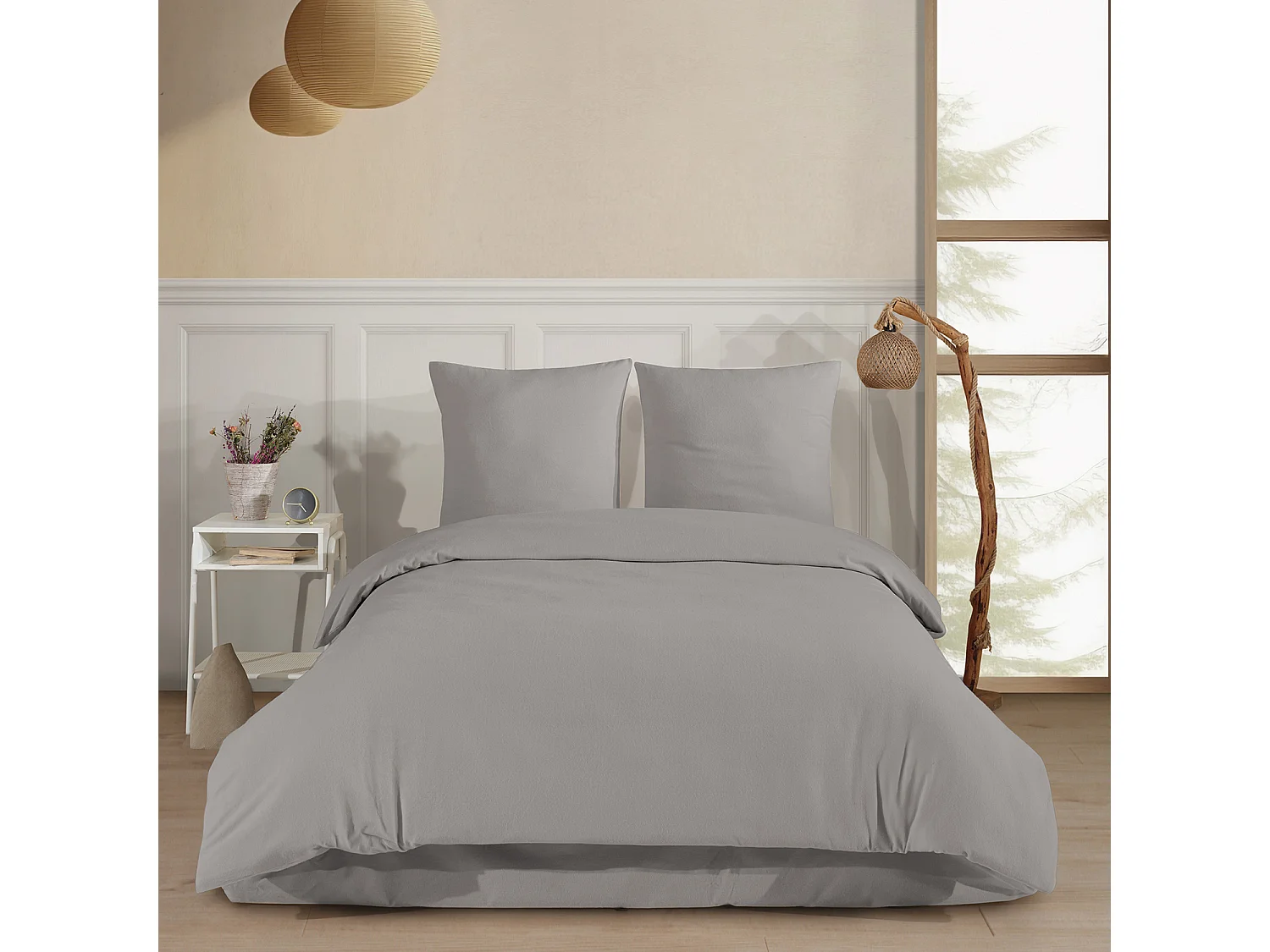 2 persoons beddengoed 200x200 cm+2 kussenslopen 65x65 cm in katoenen flanel