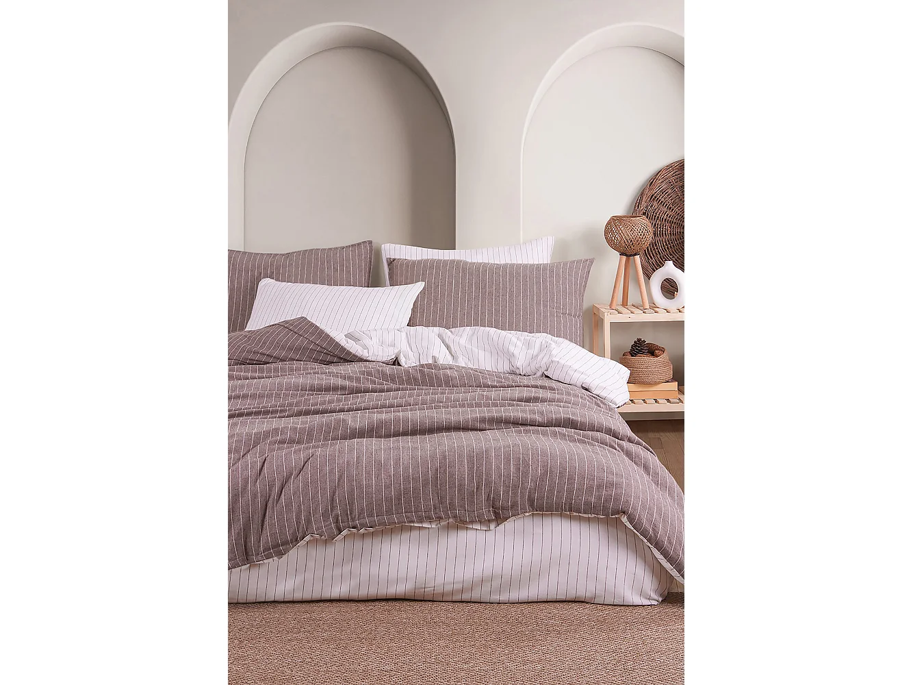 Parure de lit 2 personnes 200x200 cm coton tisse-teint